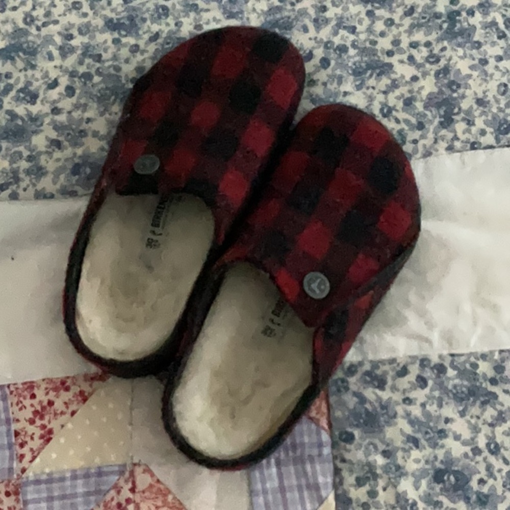 Birkenstock Zermatt Rivet Plaid Red Black Clogs Slip On Shoes EU 30 Kid's 13 US